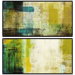 Green Abstract Diptych Set of 2 Wall Art   #Y1567