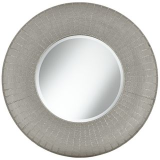 Pounded Metal 35" High Round Wall Mirror   #X3211