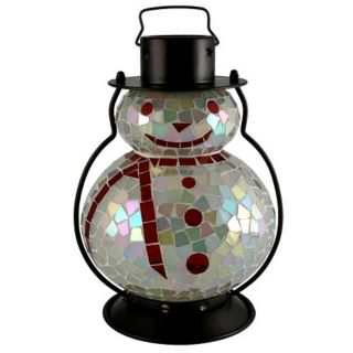 Color Changing Mosaic 11" High LED Snowman Holiday Lantern   #Y1677