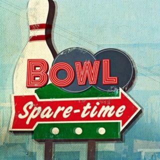 Retro Bowling Sign Giclee 30" Square Canvas Wall Art   #N1776