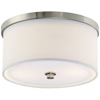 Energy Efficient White Fabric 10 1/4" Wide Ceiling Light   #01421