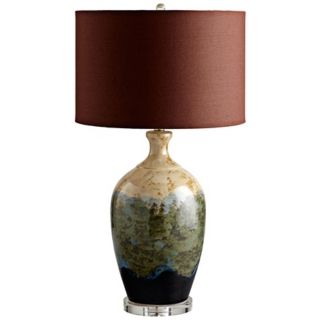 Albuquerque Beige and Aqua Ceramic Table Lamp   #X6039