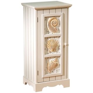 Seashells Whitewash Single Door Cabinet   #U4013