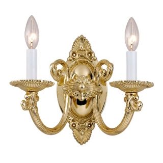 Polished Brass 11 1/2" High Two Light Wall Sconce   #06239