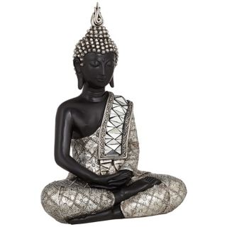 Black and Silver Sitting Buddha Sculpture   #W8232