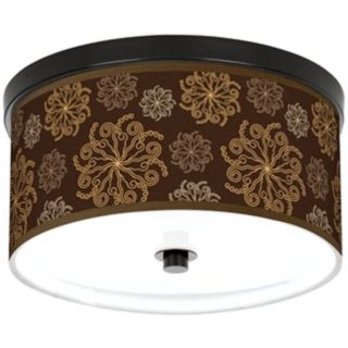 Chocolate Blossom Linen 10 1/4" Wide CFL Ceiling Light   #K2833 U1662