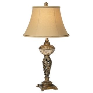 Faux Marble Ornate Openwork Buffet Table Lamp   #42069