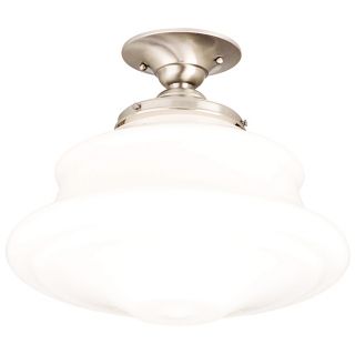 Schoolhouse Button 16” Wide Satin Nickel Ceiling Light   #F3417