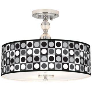 Black And Grey Dotted Square 16" Semi Flush Ceiling Light   #N7956 P9956