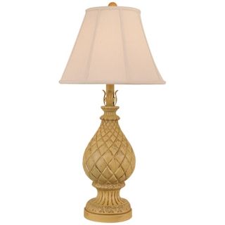 Distressed Yellow Gold Pineapple Pot Table Lamp   #P3967