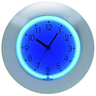Blue or Pink Neon 12" Wide Wall Clock   #K3123