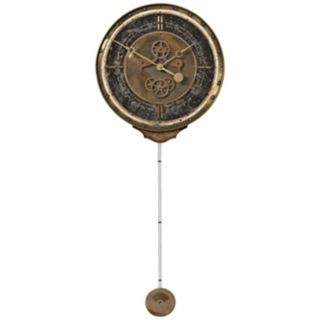 Leonardo Black Pendulum 18" Wide Round Wall Clock   #R8100