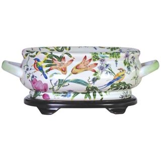 Floral Porcelain Footbath with Base   #V2647