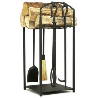 Arch Black Finish 26" High Log Stand and Tool Set   #L0102