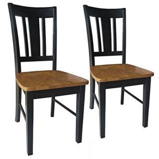 Set of 2 San Remo Black and Cherry Wood Dining Chairs   #U4248