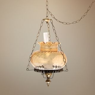 Amber Swirl Traditional Student 17" Wide Swag Chandelier   #J7880
