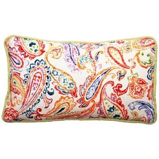 Bali Multicolor Paisley 17" Wide Linen Throw Pillow   #T6156