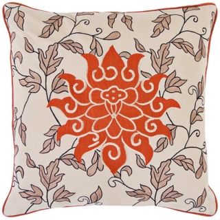 Surya Orange Flower 18" Square Accent Pillow   #R6645