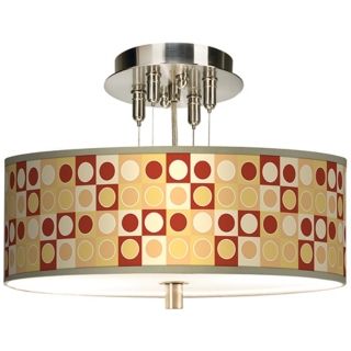 Retro Dotted Squares Giclee 14" Wide Ceiling Light   #55369 K2075