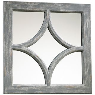 Ashton Grey Wood 16 3/4" Square Wall Mirror   #X7230