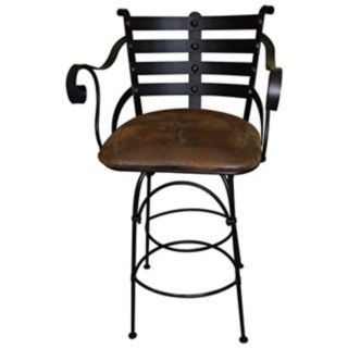 Iron Back Swivel Bar Stool with Arms   #X1896