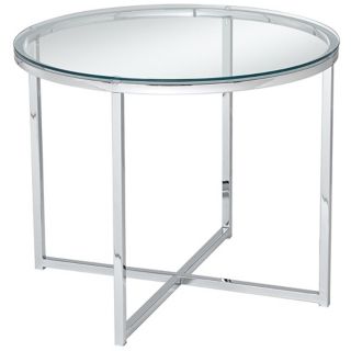 Cross End Round Chrome  Accent Table   #W4176
