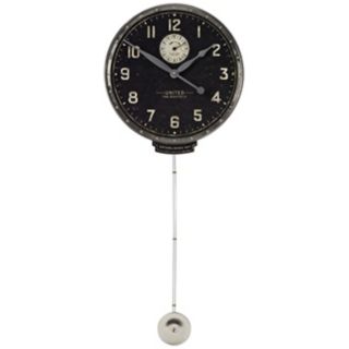 United Time Pendulum Black 18" Wide Round Wall Clock   #R8115