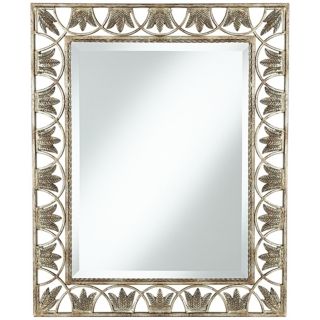 Ferns Champagne Silver 33" High Wall Mirror   #U5068
