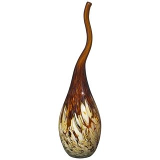 Hand Made 23" High Amber Buttercream Glass Vase   #T3913