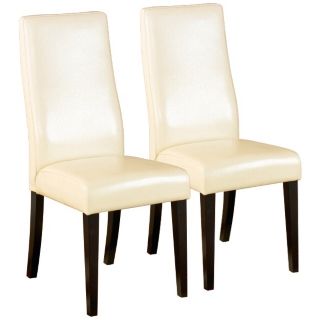 Set of 2 Cream Leather Side Chairs   #W6125