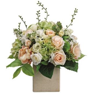 Peony Rose and Hydrangea Faux Silk Floral Arrangement   #W7625