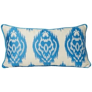 Ikat 22" Wide Cyan Decorative Bolster Pillow   #V3429