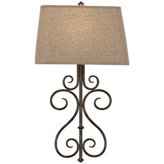 Metal Scroll 25" High Bronze Finish Plug In Wall Sconce   #V8318