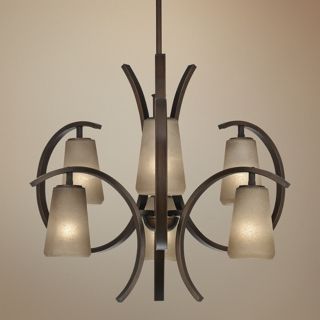 Contemporary Curved 6 Light 30" Wide Iron Chandelier   #U4979