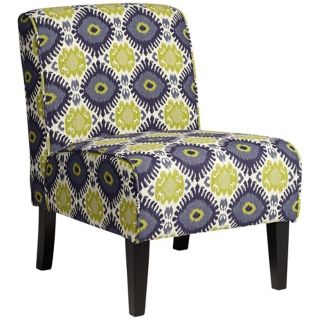 Cleo Green and Blue Ikat Armless Accent Chair   #W3051