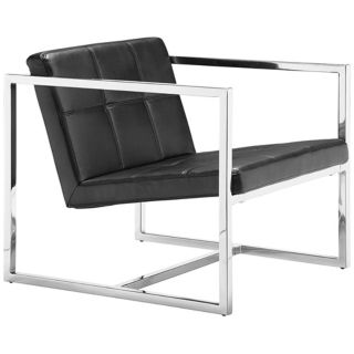 Zuo Carbon Black Leatherette Chrome Frame Chair   #K0725