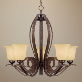 Rusted Bronze 28" Wide Chandelier with Scavo Glass   #V8964