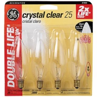 Blunt Tip 25 Watt Candelabra Base 4 Pack Light Bulbs   #34735