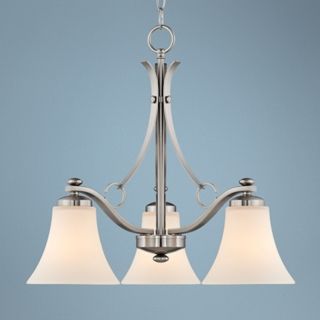 Brushed Nickel White Glass 30" Wide 3 Light Chandelier   #T8834