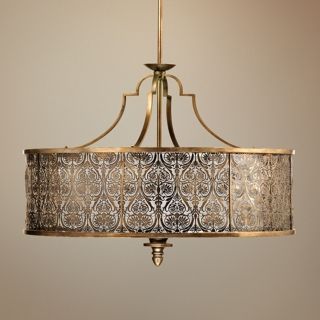 Quorum French Damask 36" Wide Vintage Pewter Pendant Light   #W5540