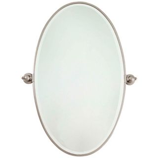 Minka 36" High Oval Brushed Nickel Bathroom Wall Mirror   #U8970