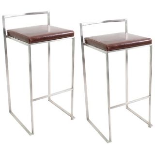 Set of Two Fuji Brown Stacker Bar Stools   #J8872