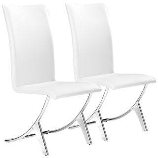 Set of Two Delfin White Leatherette Chairs   #G3931