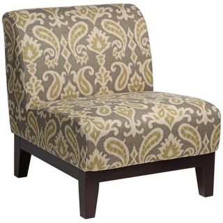 Petra Ikat Grey Fabric Armless Accent Chair   #V9547