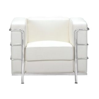 Zuo Fortress White Leather Cube Arm Chair   #91051