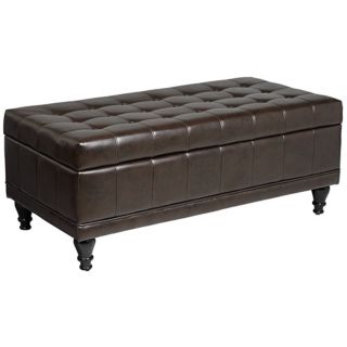 Francis Stagecoach Brown Leatherette Storage Ottoman   #X7269