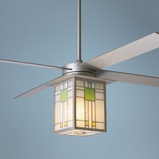 42" Prairie Nickel and Stained Glass Ceiling Fan   #K9593