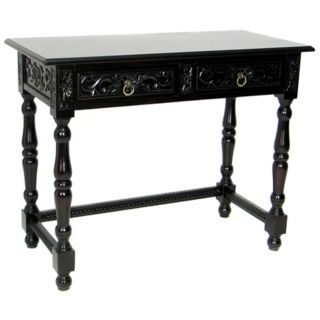 Two Drawer Traditional Sofa Table in Dark Brown Finish   #H5501
