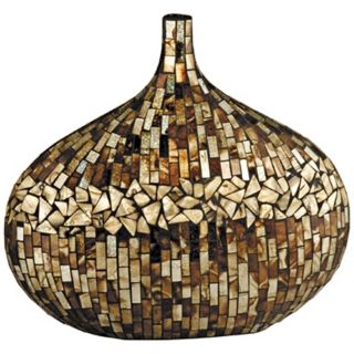 Dale Tiffany Amber Shell Oval Mosaic Art Glass Vase   #X5072