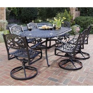 Biscayne Black 7 Piece Outdoor Table and Swivel Chairs Set   #T1296